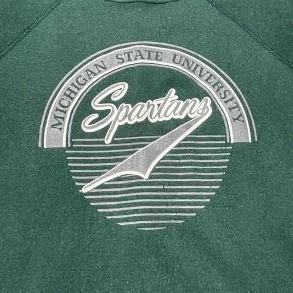 VTG Michigan State University Spartans Jansport Sweatshirt size L Green Raglan - Picture 2 of 8